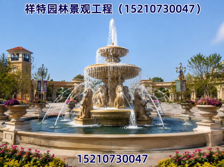 竞秀区人工湖喷泉展示图